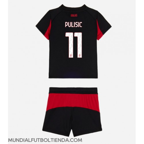 Camiseta AC Milan Christian Pulisic #11 Primera Equipación Replica 2025-26 para niños mangas cortas (+ Pantalones cortos)